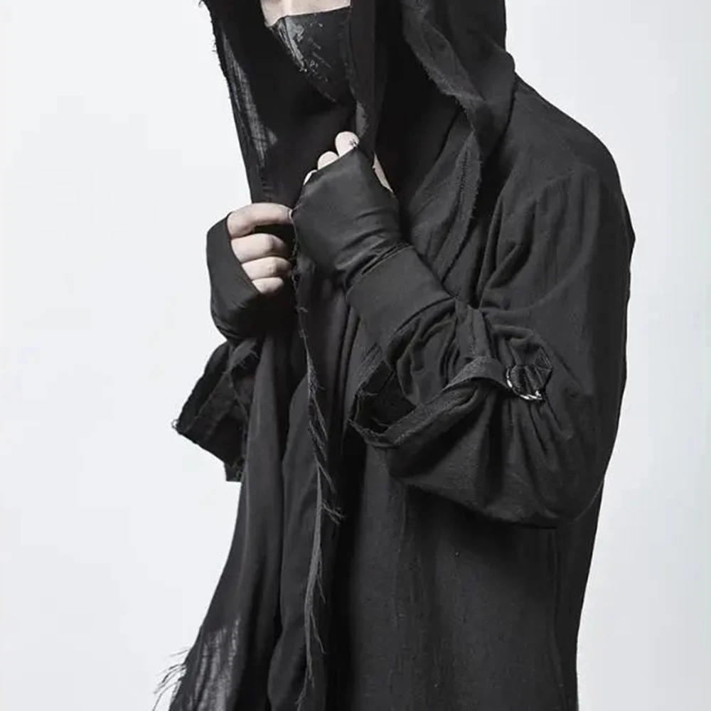 XS-5XL Spring New Men's Solid Color Long Trench Coat American Retro Fashion Trendy Street Casual Simple Loose Niche Men's Top