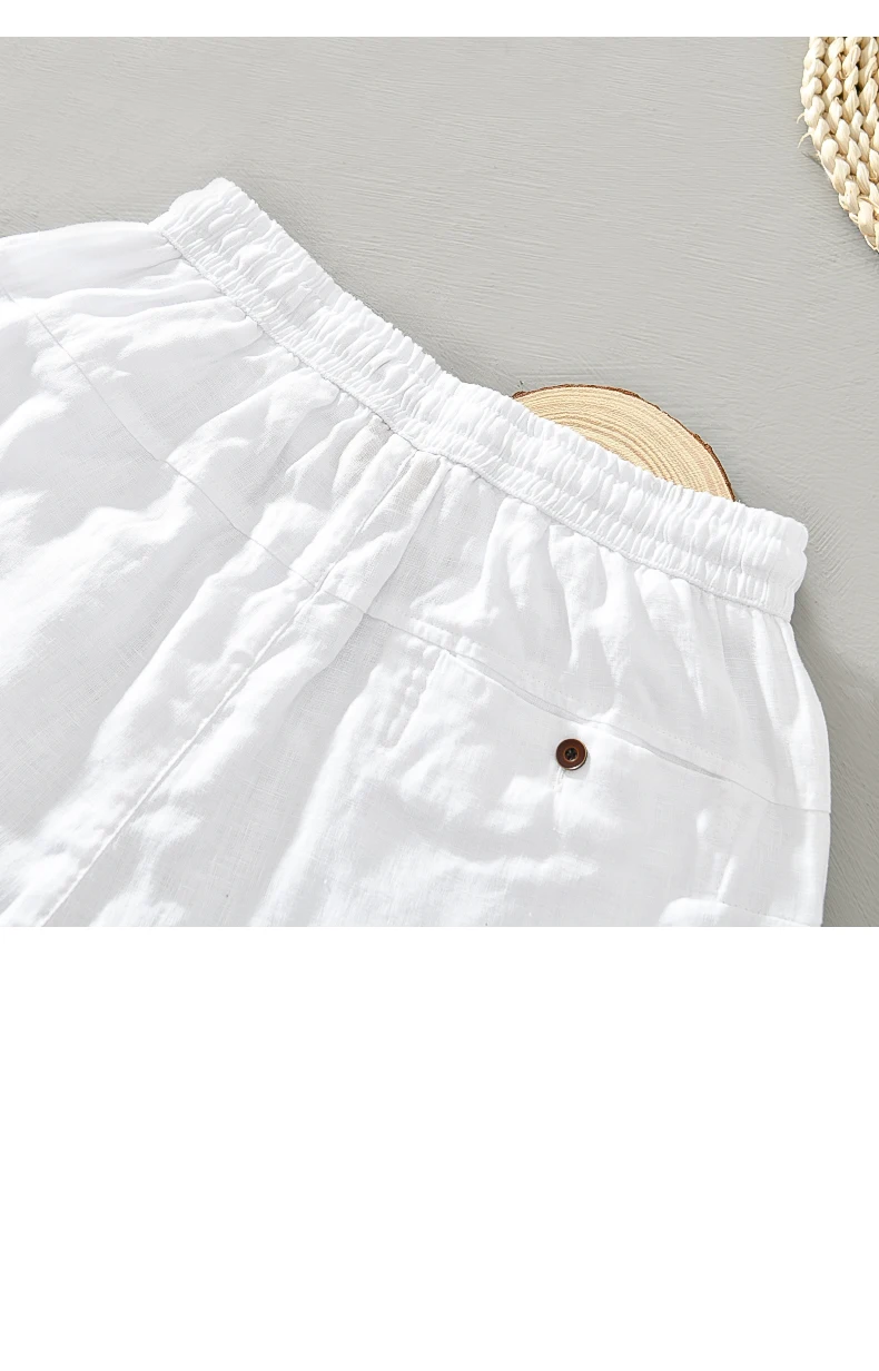 Linen 100%, Outdoor Sports Casual Retro Cycling Trend Beach Pants, Slim Fit, Fishing Style, Fashionable, Breathable Casual Pants