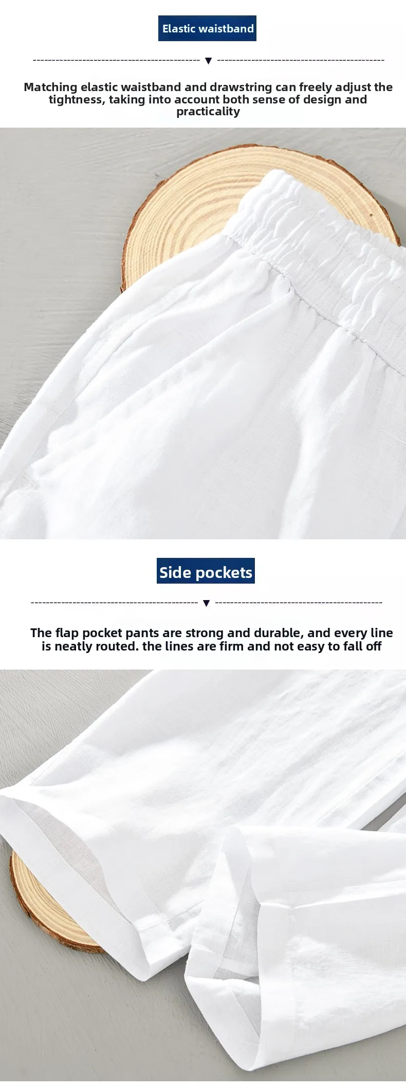 Linen 100%, Outdoor Sports Casual Retro Cycling Trend Beach Pants, Slim Fit, Fishing Style, Fashionable, Breathable Casual Pants