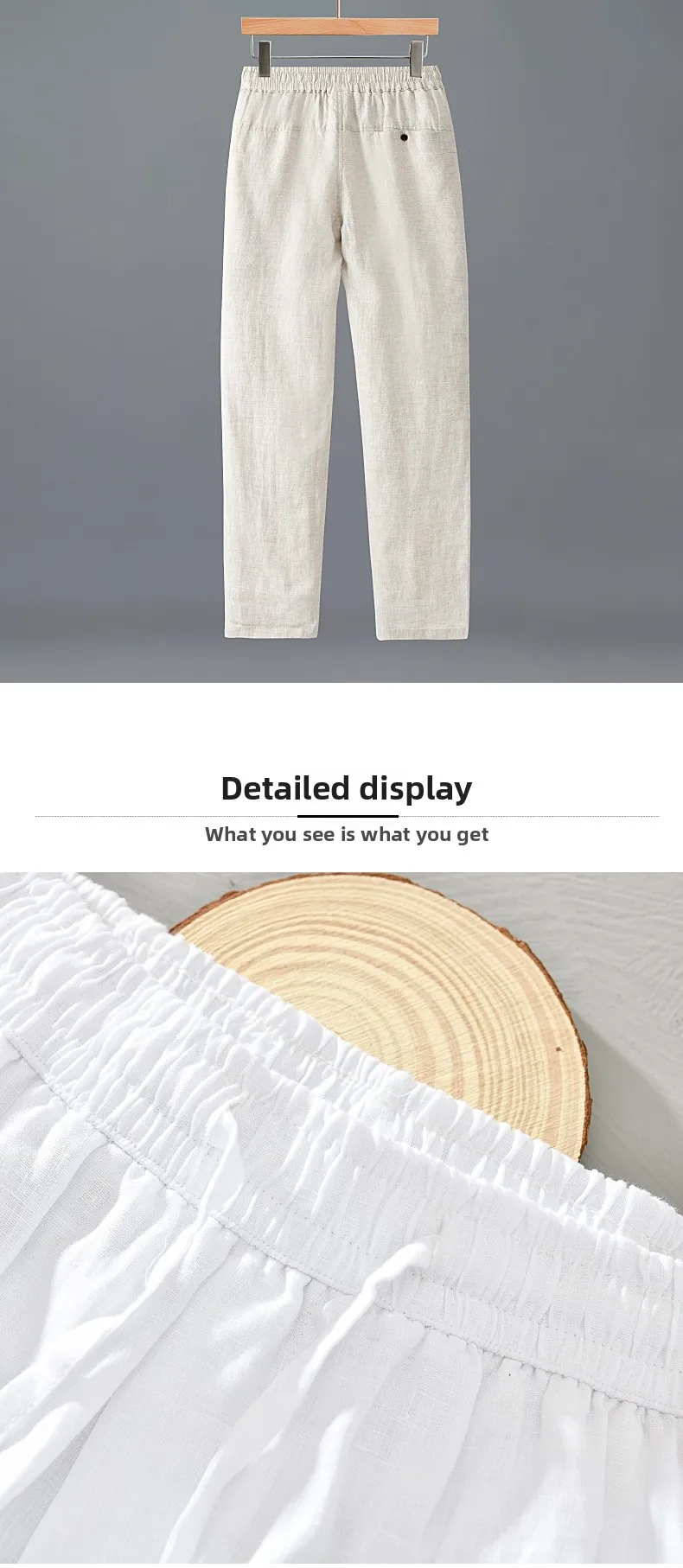 Linen 100%, Outdoor Sports Casual Retro Cycling Trend Beach Pants, Slim Fit, Fishing Style, Fashionable, Breathable Casual Pants