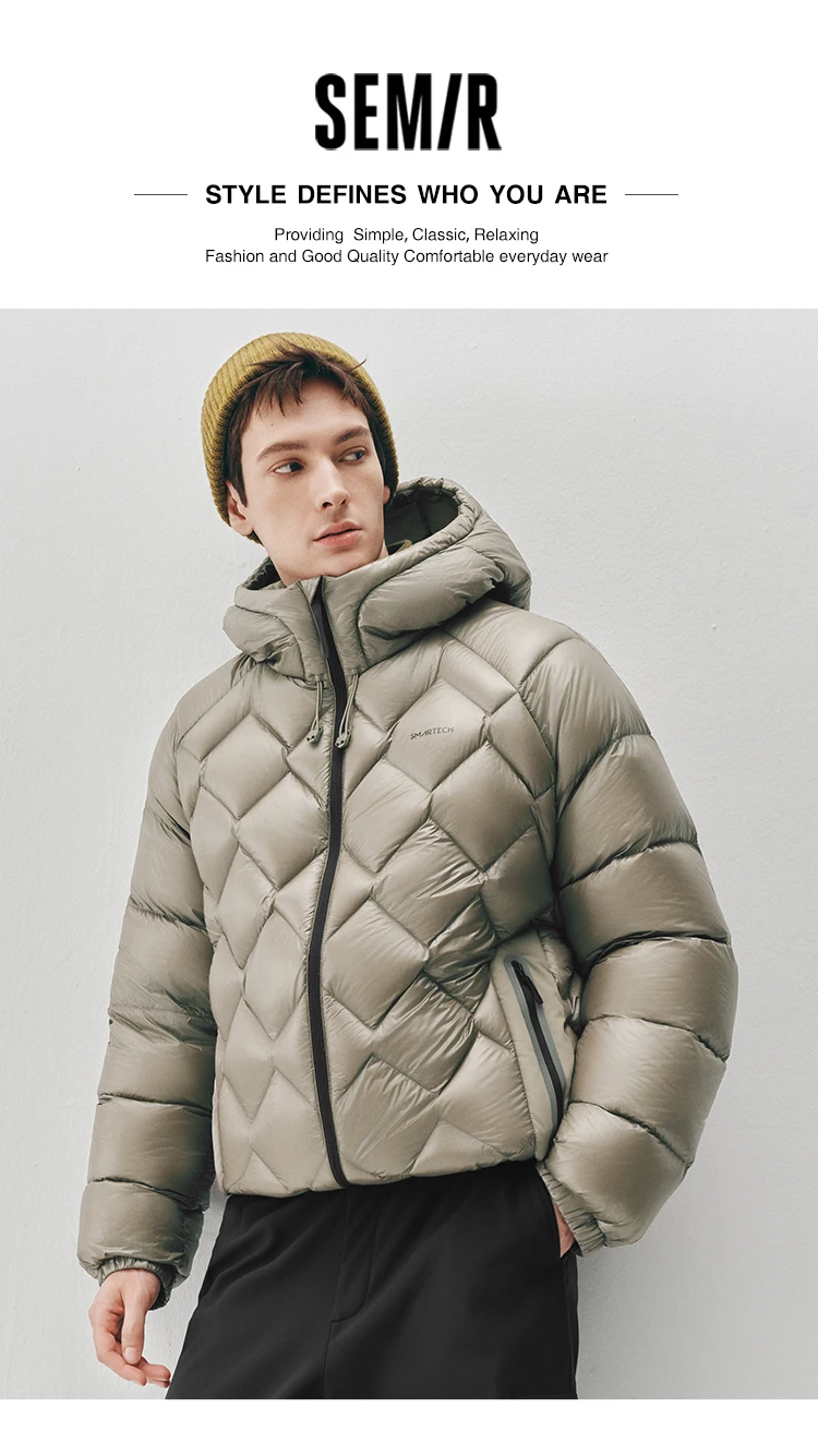 Semir Men Down Jacket 90 Percent Down Fill Diamond Quilting Outdoor Style 2026 Winter Warm Insulation Cold Weather