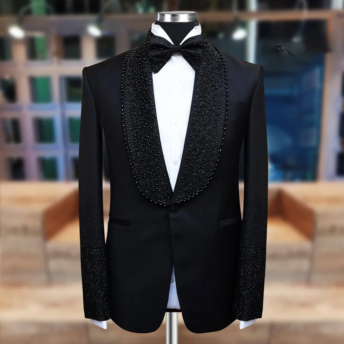 Customized Luxury Diamond Mens Suits Groom Wedding Tuxedos 2 Pieces Bridegroom Prom Blazers Fashion traje de hombre elegante