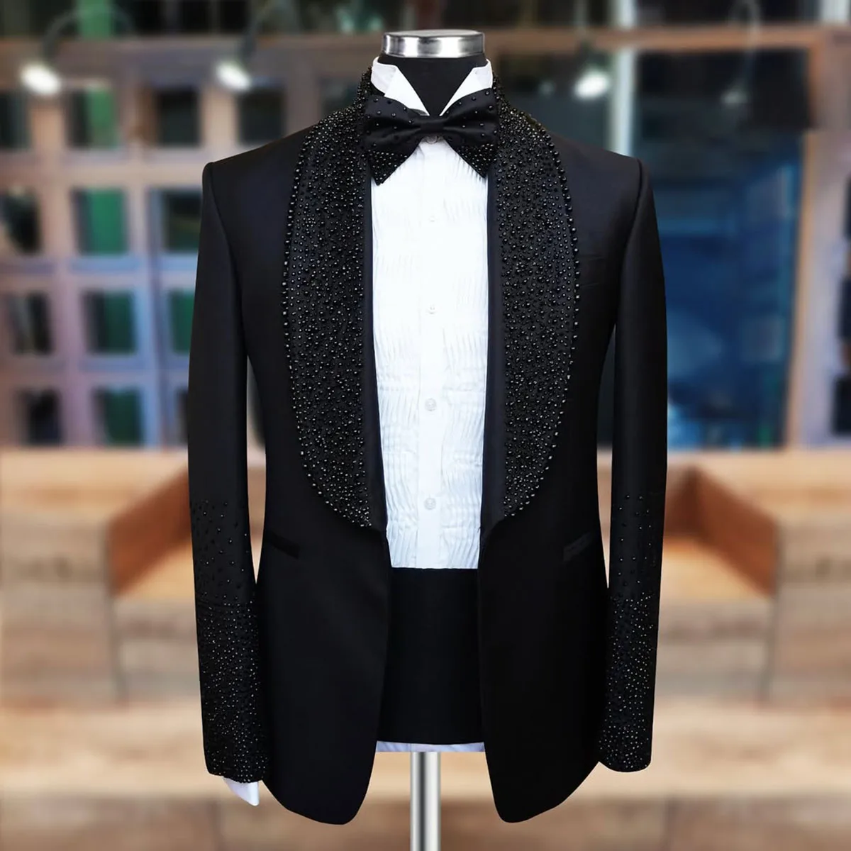 Customized Luxury Diamond Mens Suits Groom Wedding Tuxedos 2 Pieces Bridegroom Prom Blazers Fashion traje de hombre elegante