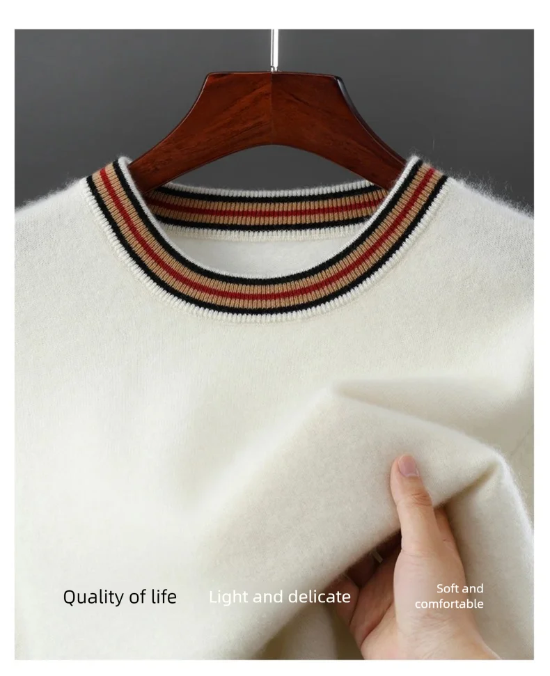 2026 Summer New Fashion O-Neck 100% Wool Knit Short Sleeve Spliced Business Casual T-Shirts Men's Clothing Loose England Tees