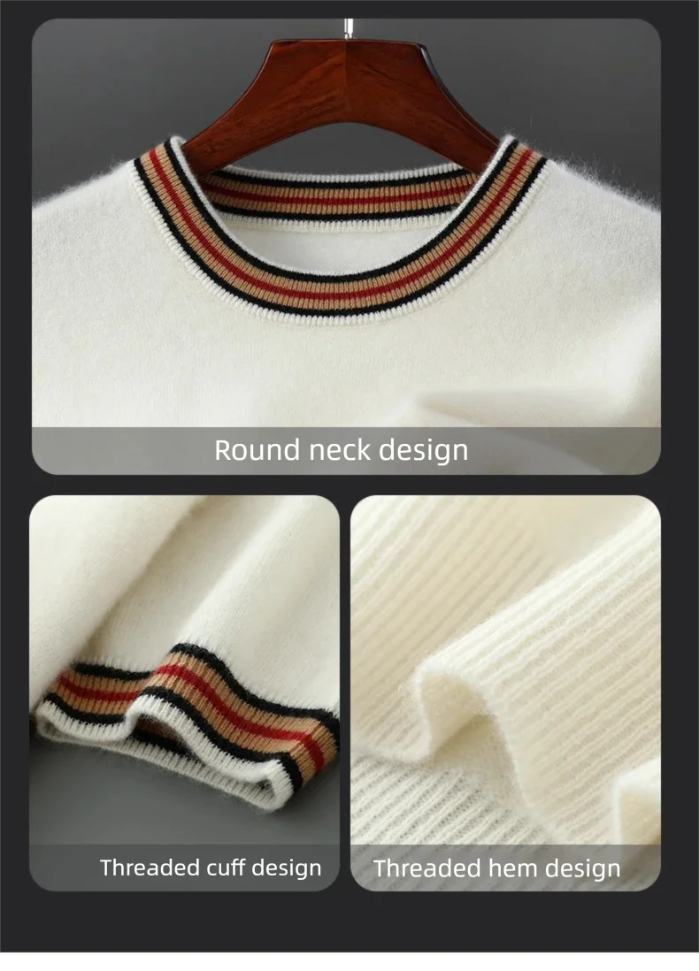 2026 Summer New Fashion O-Neck 100% Wool Knit Short Sleeve Spliced Business Casual T-Shirts Men's Clothing Loose England Tees