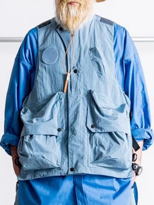 Japanese Retro Multi Pocket Vest Casual Sleeveless Jacket Men's Outdoor Style