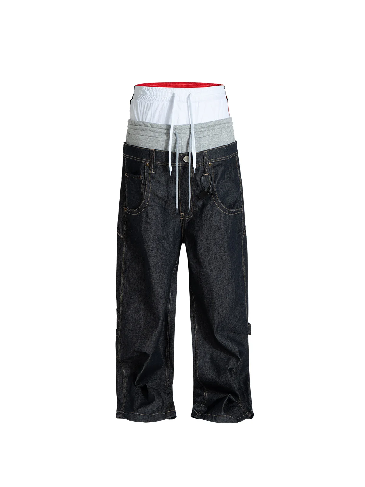 MIJKO Patchwork Raw Denim Three Waist Jeans ZJ172