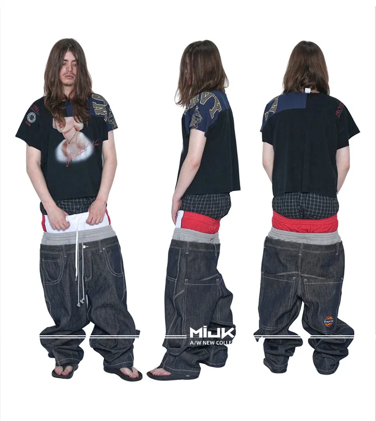 MIJKO Patchwork Raw Denim Three Waist Jeans ZJ172