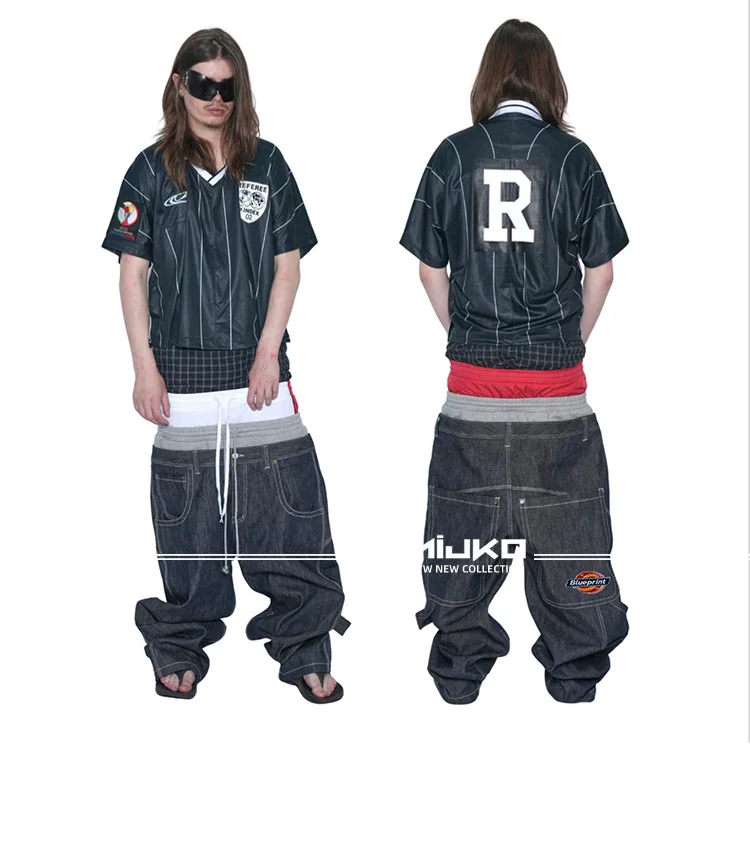 MIJKO Patchwork Raw Denim Three Waist Jeans ZJ172