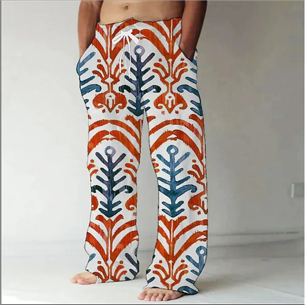 3D printed hip-hop style pattern print, fashionable high-quality comfortable men's wide-leg pants, trendy printed men's pants