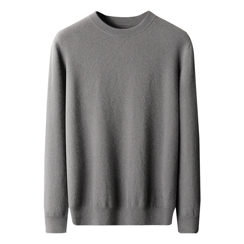 Fashion 100% Merino Wool Men's Sweater O-Neck Long Sleeve Pullover Spring Autumn Winter Basic Jumper Clothing Knitwear Tops