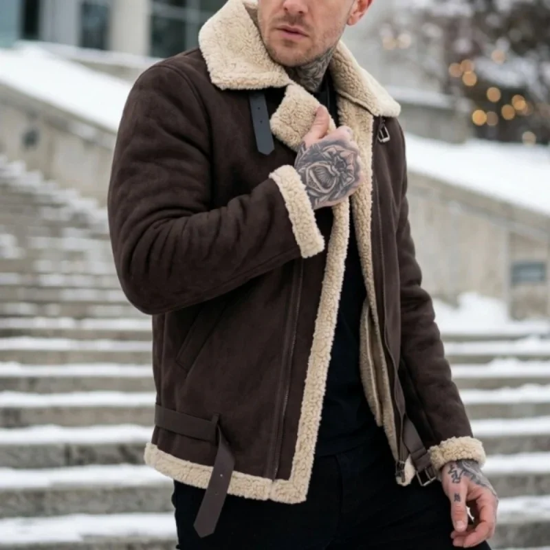 Winter New Men's Plush Jacket Warm Fleecy Jacket Ready for Winter Jacket Over Street Wear Men's Hunting Jacket