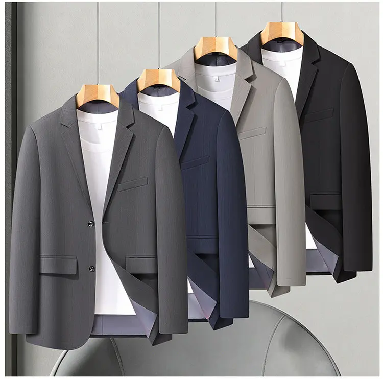 High-Quality Men's Fashionable Casual Versatile Business Suit Jacket Elastic Style Spring Autumn Trendy Outerwear