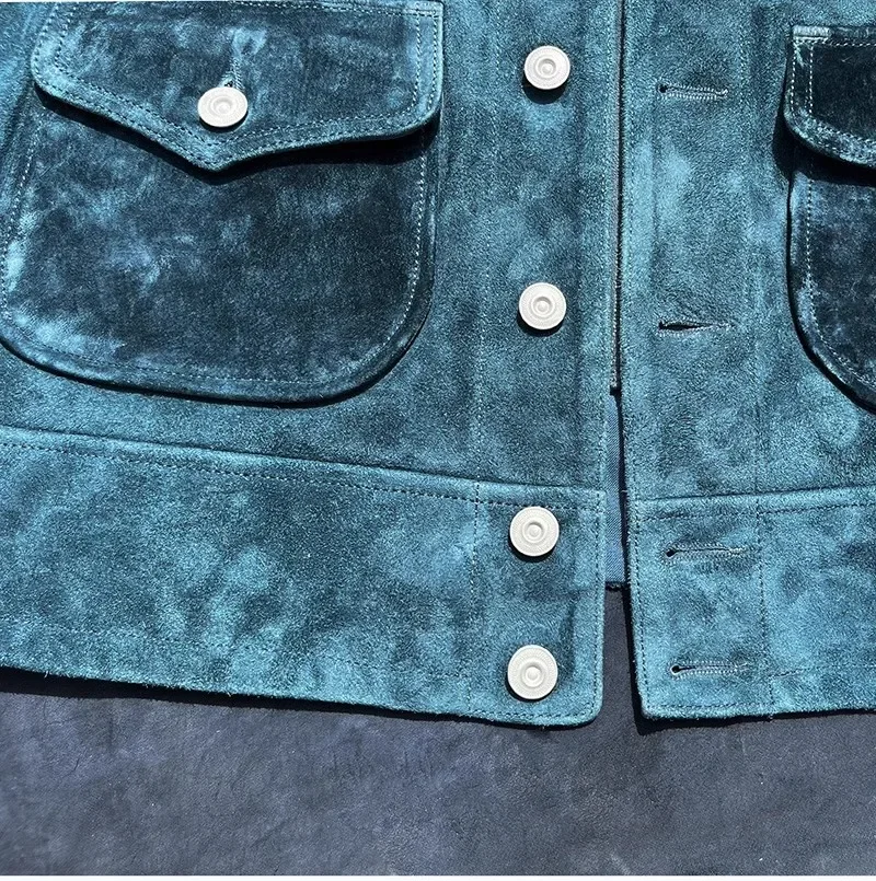 FNY Wholesales.Classic Vintage western leather jacket.Luxury Suede horsehide coat.Retro Short Causal real leather cloth.