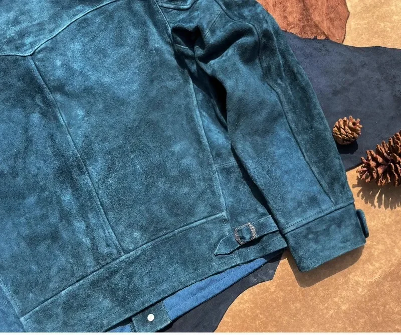 FNY Wholesales.Classic Vintage western leather jacket.Luxury Suede horsehide coat.Retro Short Causal real leather cloth.