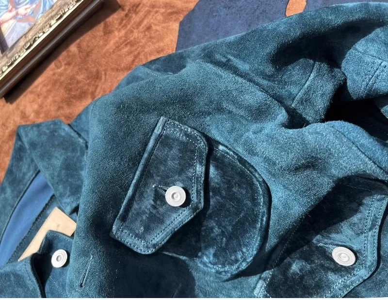 FNY Wholesales.Classic Vintage western leather jacket.Luxury Suede horsehide coat.Retro Short Causal real leather cloth.