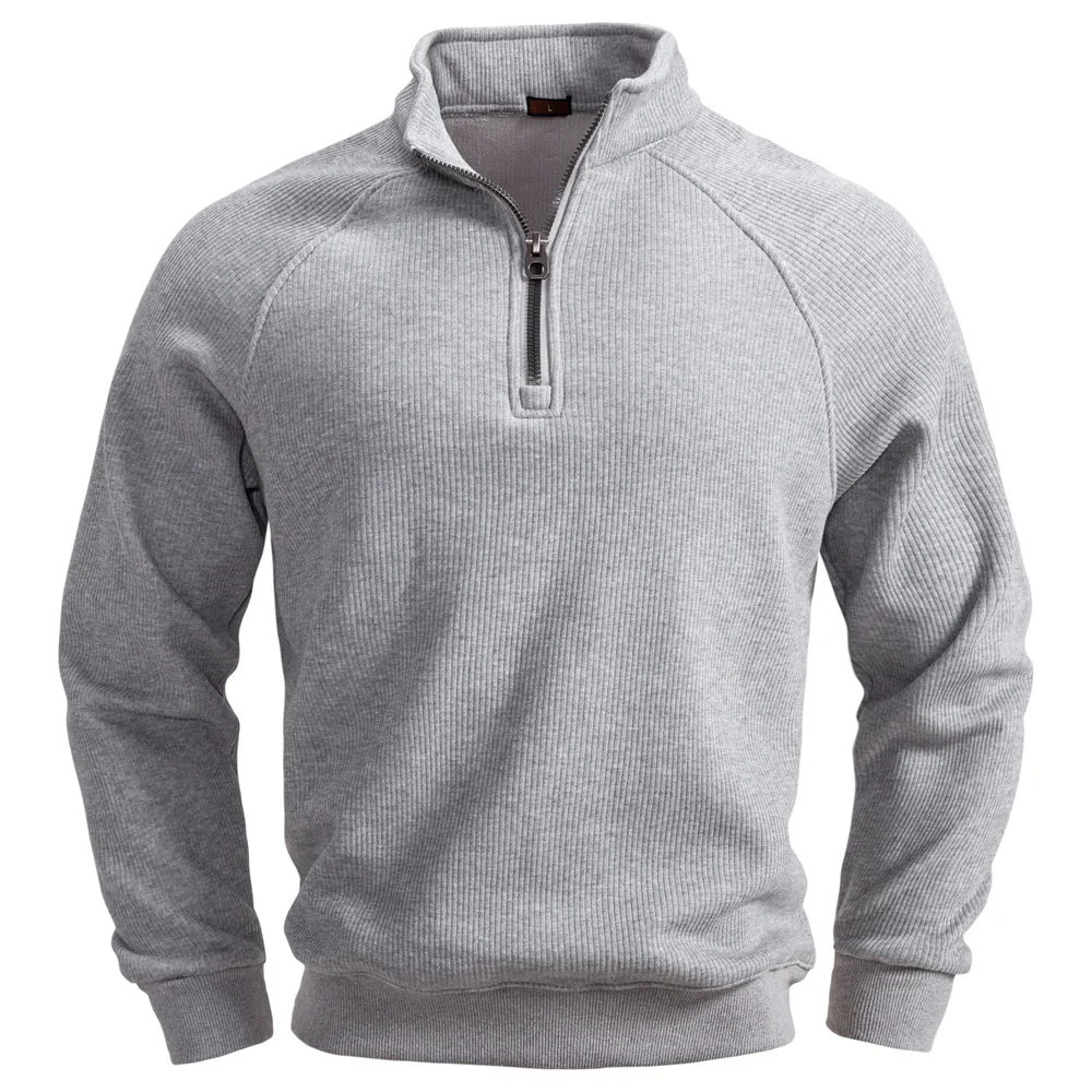AIOPESIN Men's Winter Thermal Cotton Zipper Sweater Slim Fit Soft Shell Pullover Sweatshirt Luxury Underlayer Top