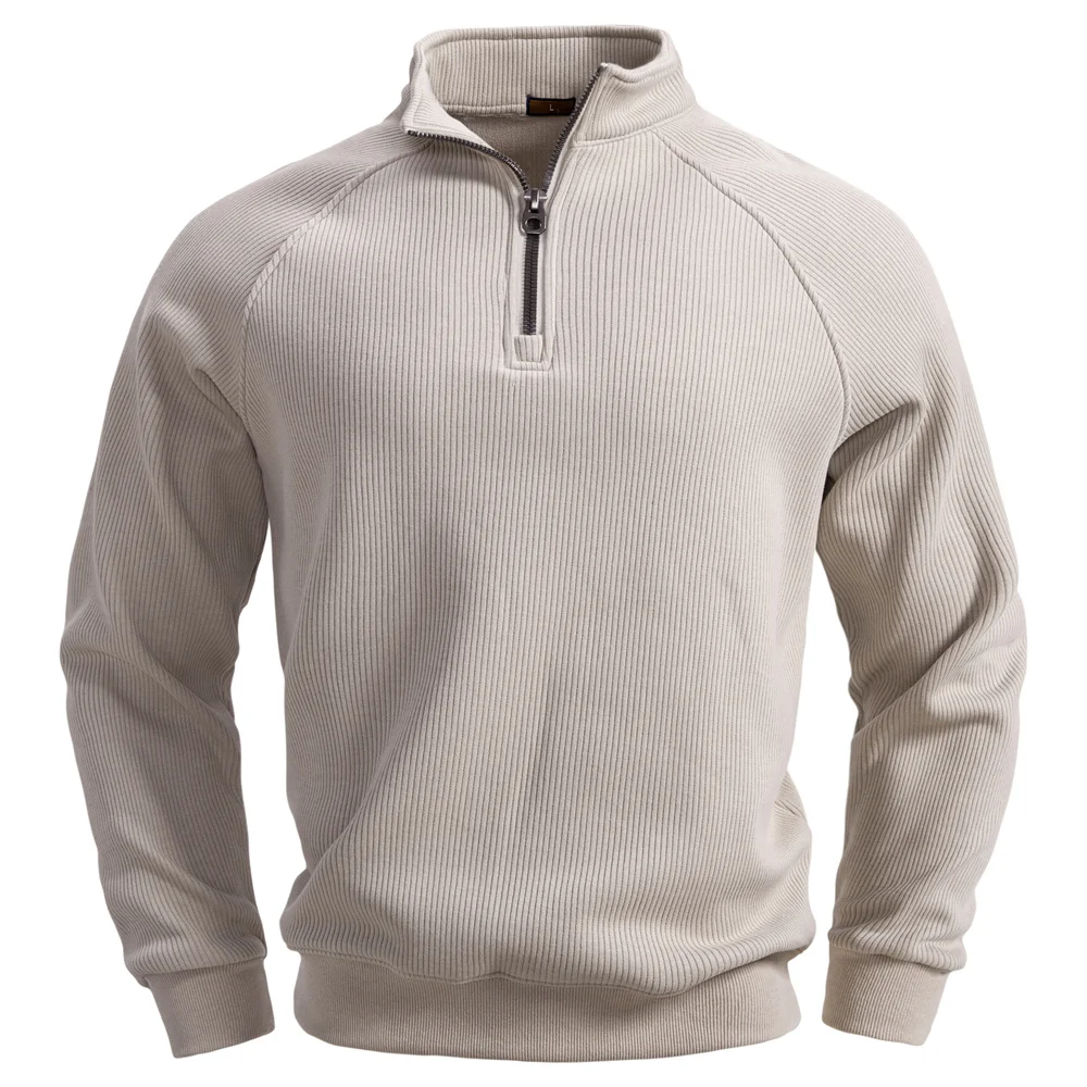 AIOPESIN Men's Winter Thermal Cotton Zipper Sweater Slim Fit Soft Shell Pullover Sweatshirt Luxury Underlayer Top