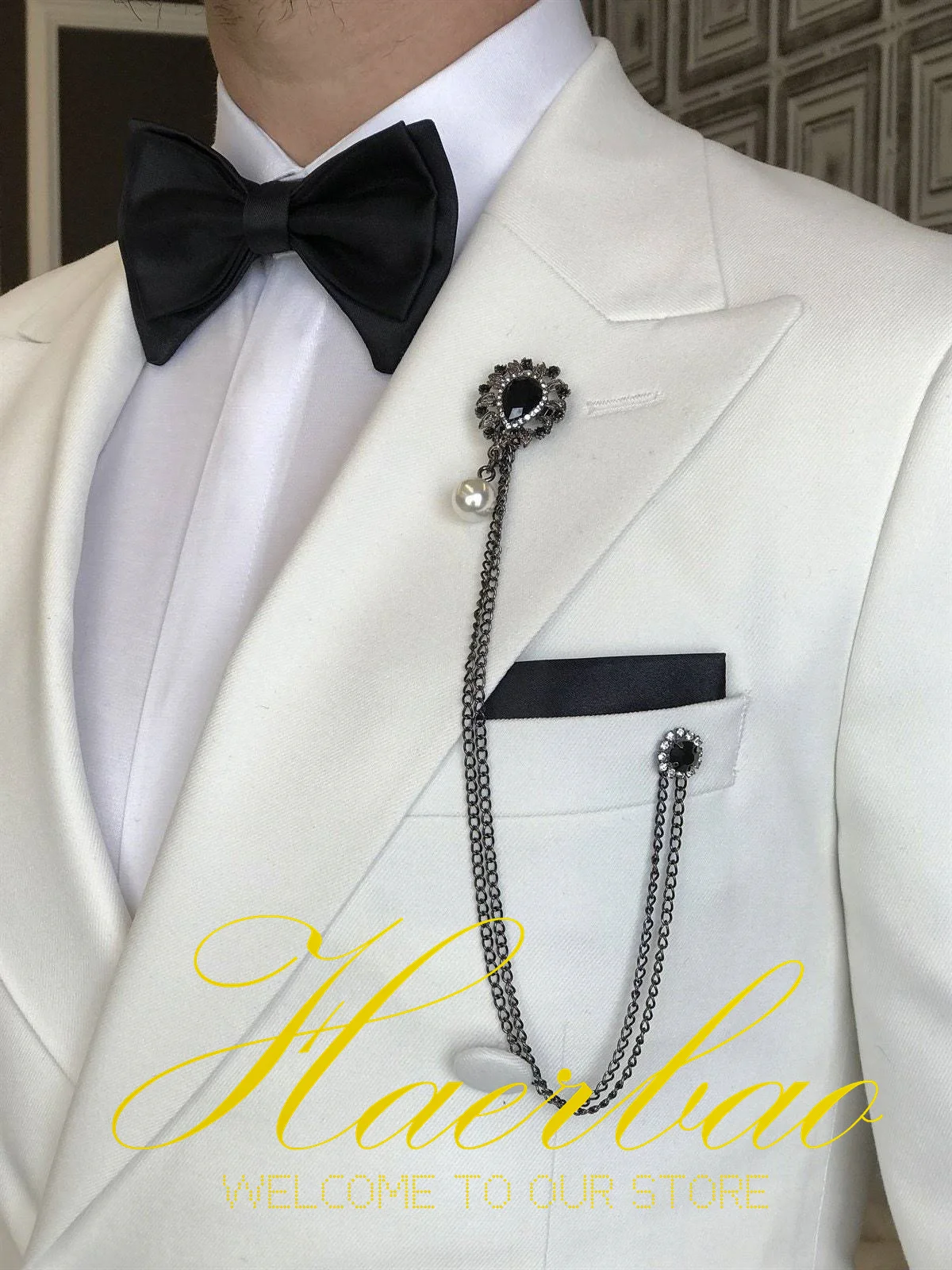 Ivory Men Wedding Tuxedos Suit Blazer Double Breasted Groom Suits For Men 2 Piece Party Best Man Jacket Pant Custom Made