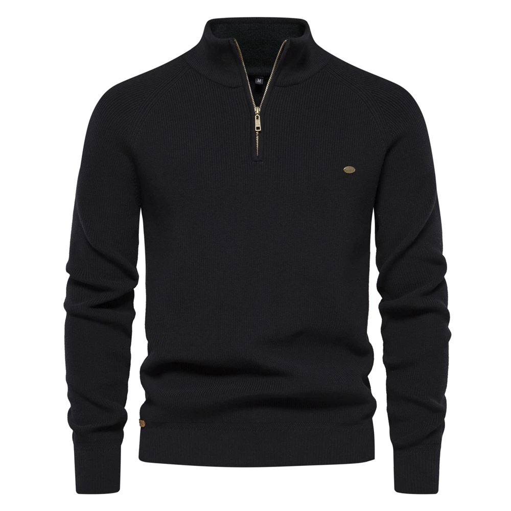 AIOPESON Mens Autumn Winter Cotton Quarter Zipper Sweater Fashion Casual Social Brand Quality Knitted Sweater for Men