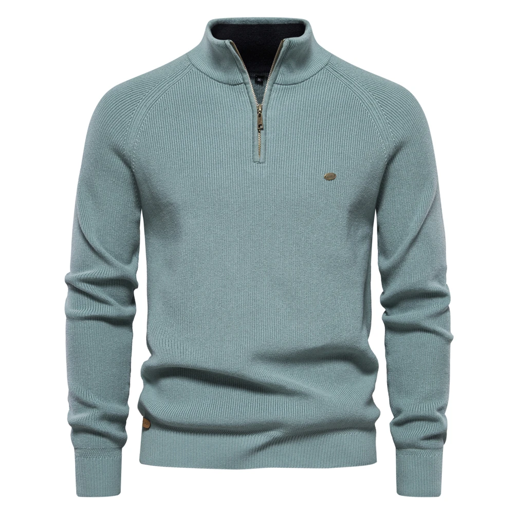 AIOPESON Mens Autumn Winter Cotton Quarter Zipper Sweater Fashion Casual Social Brand Quality Knitted Sweater for Men