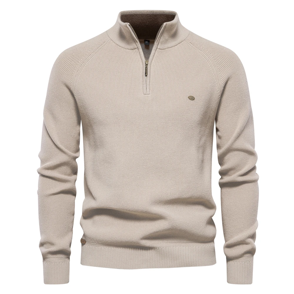 AIOPESON Mens Autumn Winter Cotton Quarter Zipper Sweater Fashion Casual Social Brand Quality Knitted Sweater for Men