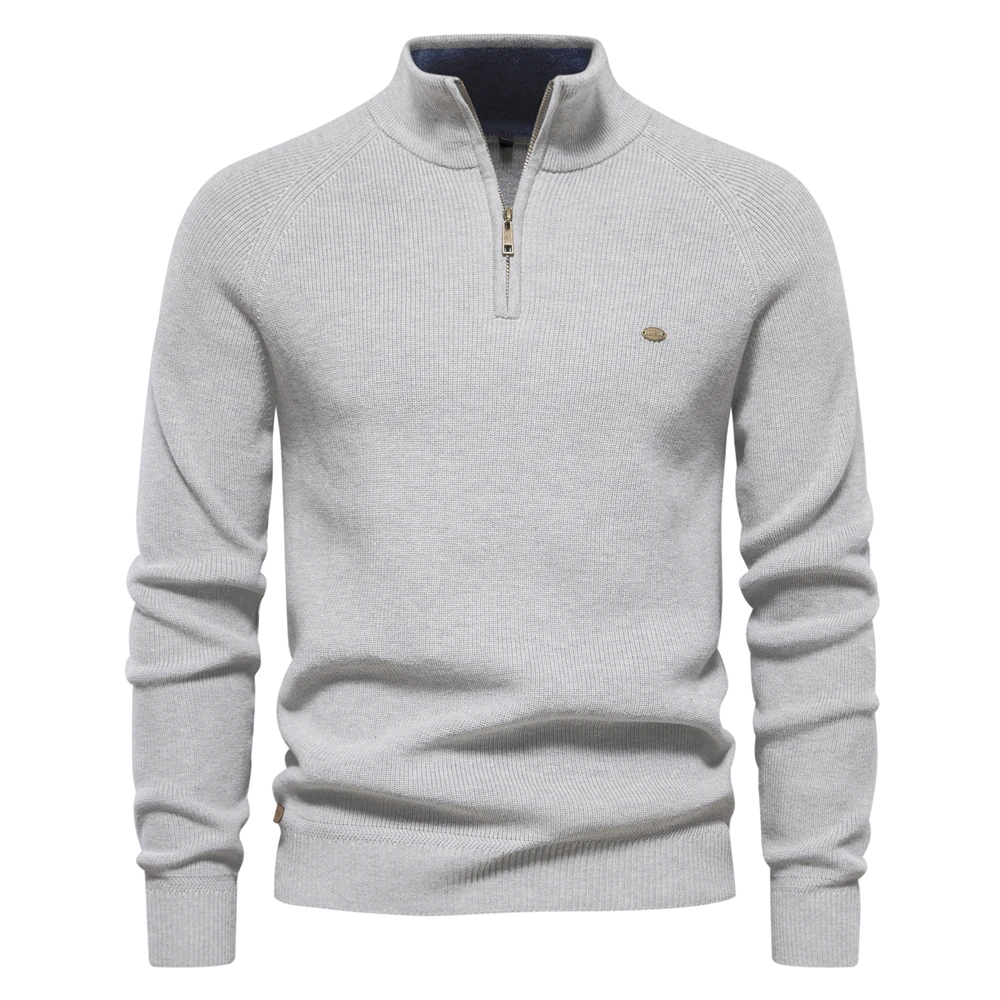 AIOPESON Mens Autumn Winter Cotton Quarter Zipper Sweater Fashion Casual Social Brand Quality Knitted Sweater for Men