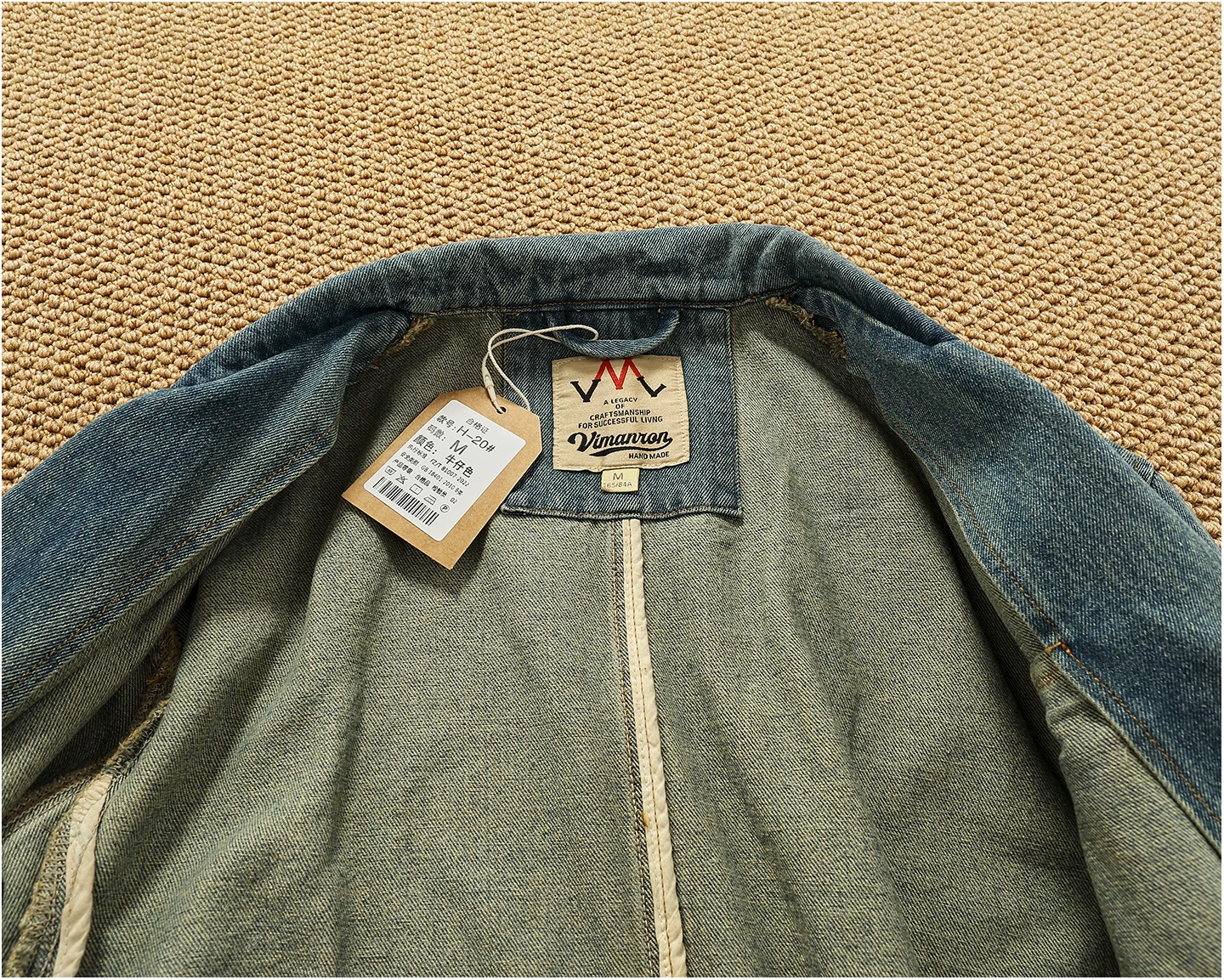 Lapel style workwear retro Fengshui washing old denim jacket top men's pure cotton woven casual single jacket trendy
