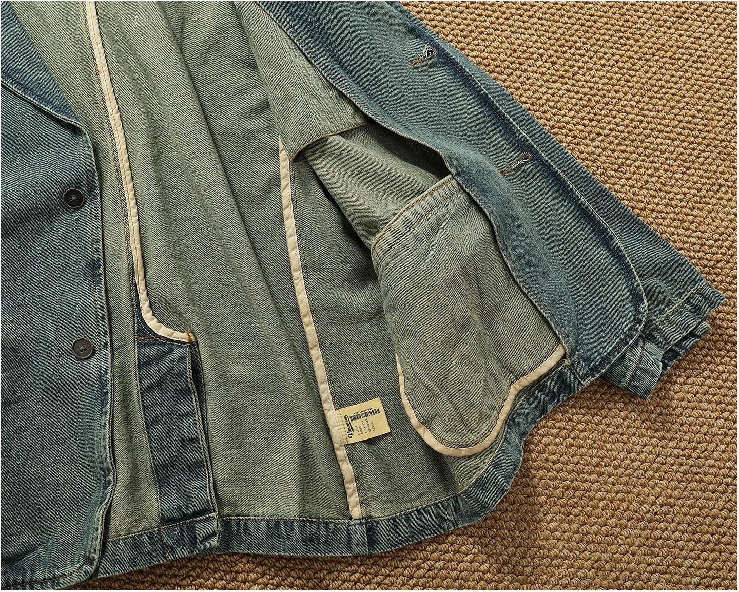 Lapel style workwear retro Fengshui washing old denim jacket top men's pure cotton woven casual single jacket trendy