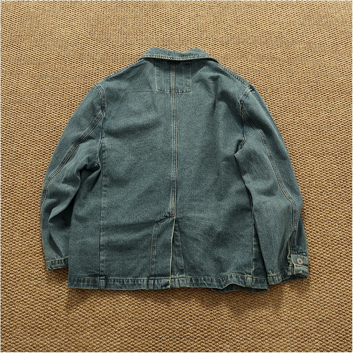 Lapel style workwear retro Fengshui washing old denim jacket top men's pure cotton woven casual single jacket trendy