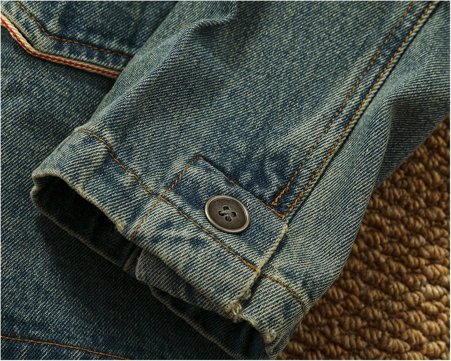 Lapel style workwear retro Fengshui washing old denim jacket top men's pure cotton woven casual single jacket trendy