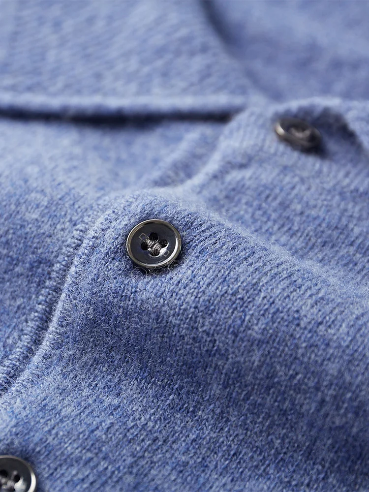 Fashion Autumn Winter New Cashmere Sweater Men's 100% Merino Wool Pullover Casual Loose POLO Knitted Bottom Shirt Jacket Shirt
