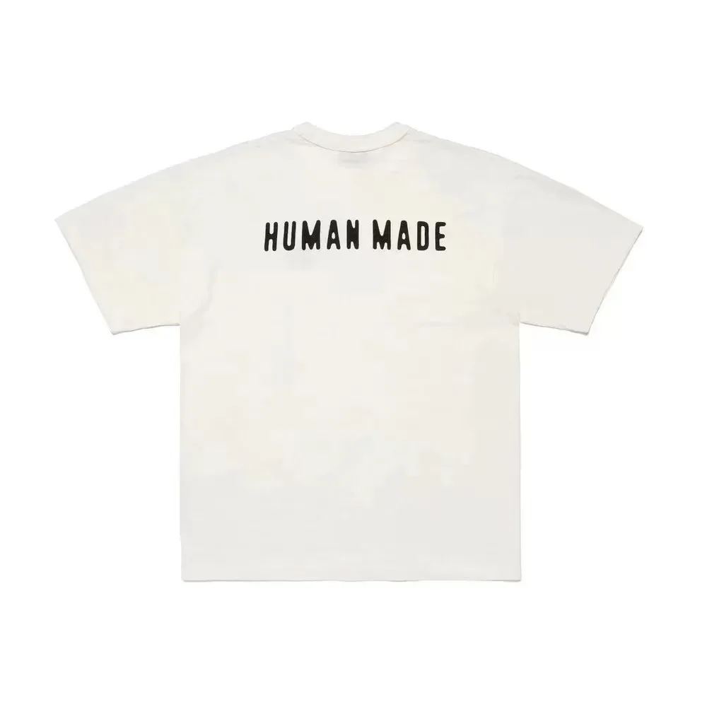 2026 New HUMAN MADE Back cartoon Printed T-Shirt Japanese Bamboo Cotton Unisex Retro Round Neck Short Sleeved Shirt