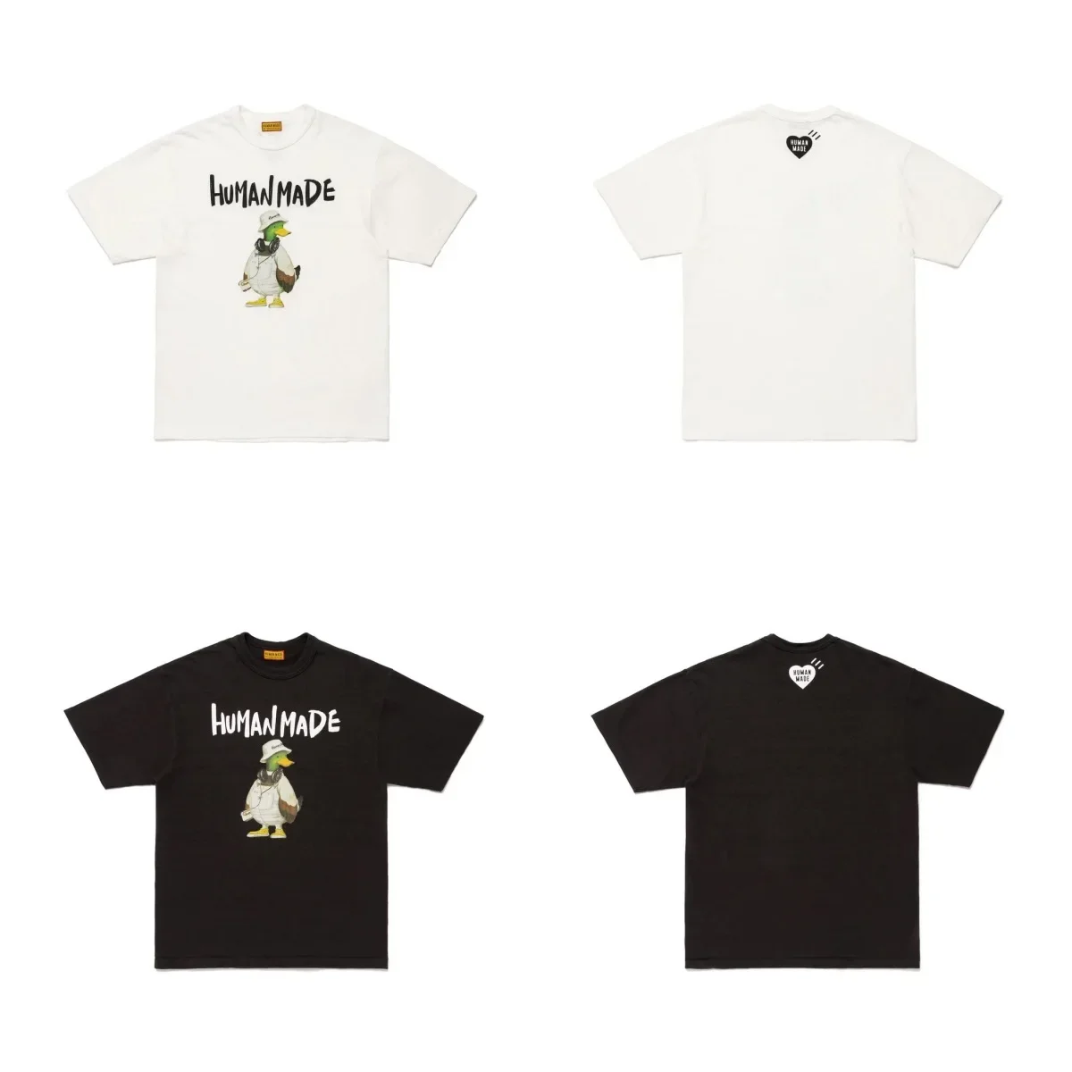 2026 New HUMAN MADE Back cartoon Printed T-Shirt Japanese Bamboo Cotton Unisex Retro Round Neck Short Sleeved Shirt