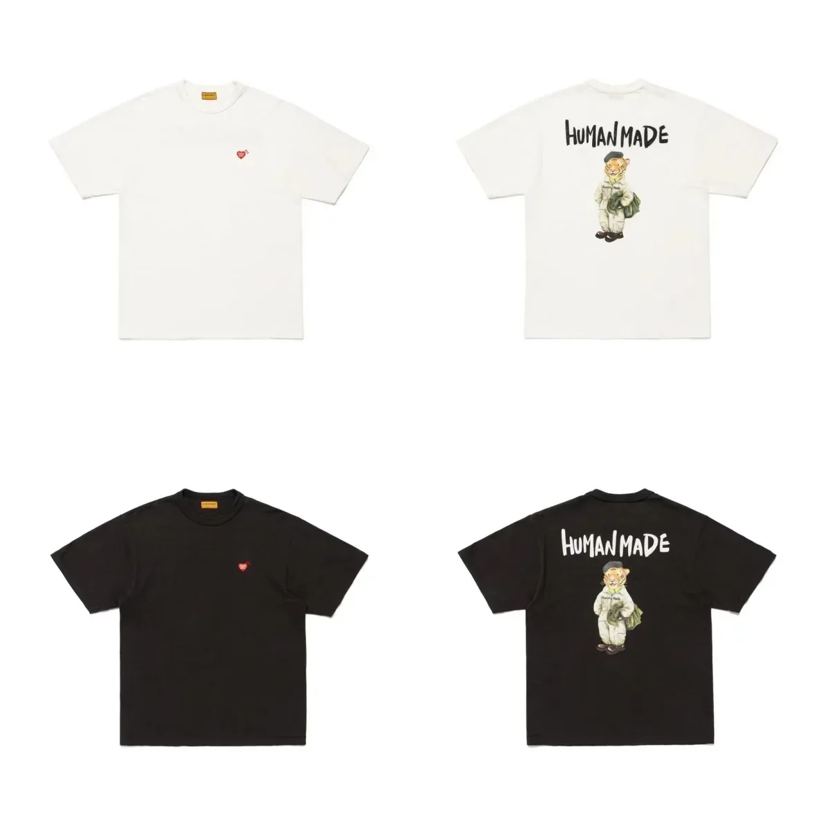 2026 New HUMAN MADE Back cartoon Printed T-Shirt Japanese Bamboo Cotton Unisex Retro Round Neck Short Sleeved Shirt