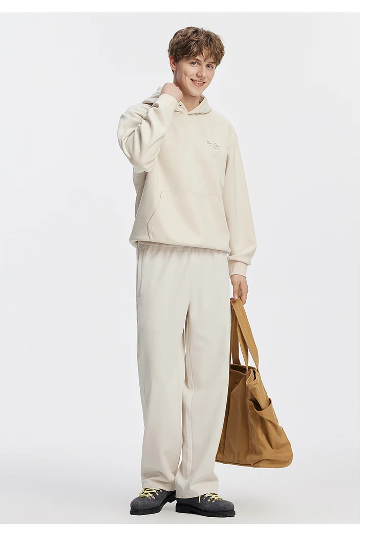 Semir Men Pants Solid Loose Straight Drawstring Knit Soft Touch Casual Style Autumn Trousers Urban Daily Wear 2026