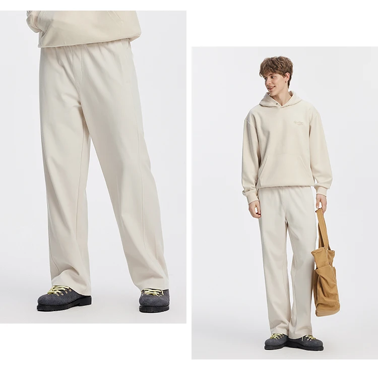 Semir Men Pants Solid Loose Straight Drawstring Knit Soft Touch Casual Style Autumn Trousers Urban Daily Wear 2026