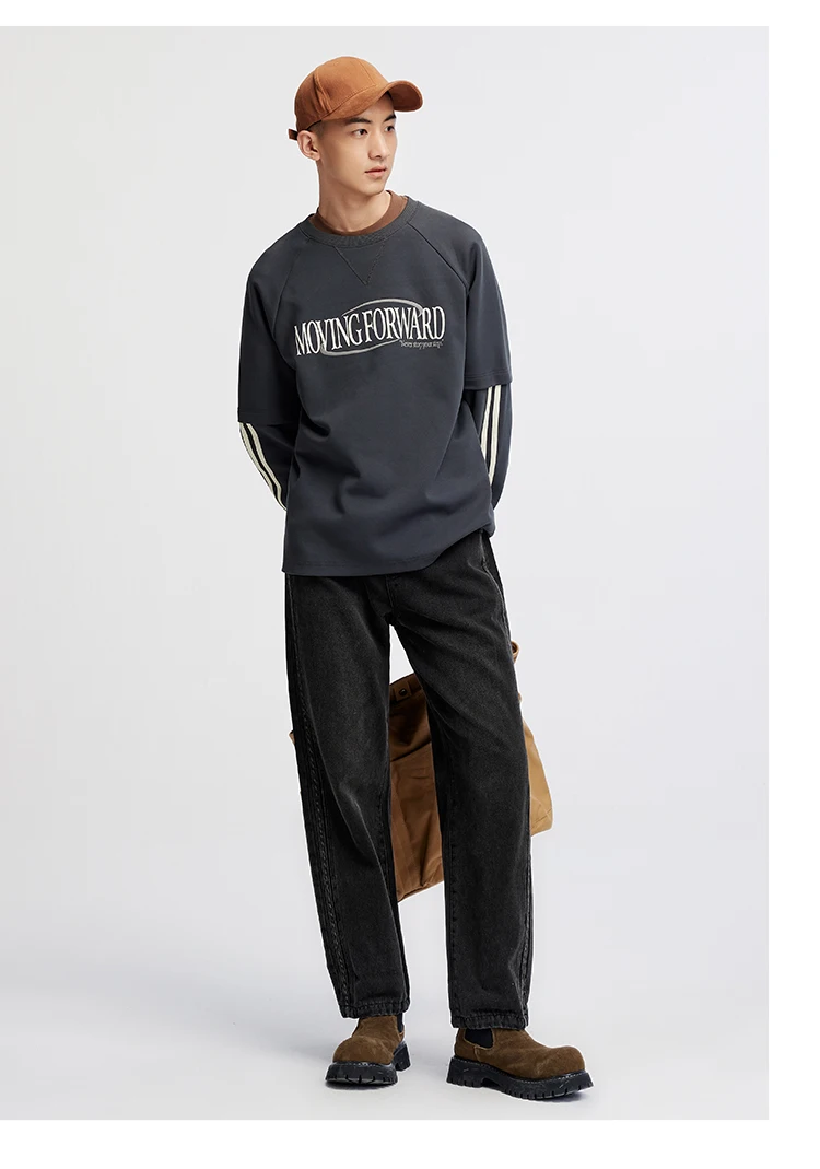 Semir Men Jeans Retro Wide Straight Side Stripe Elastic Waist 2026 Autumn Soft Denim Pants Casual Street Style Daily Wear