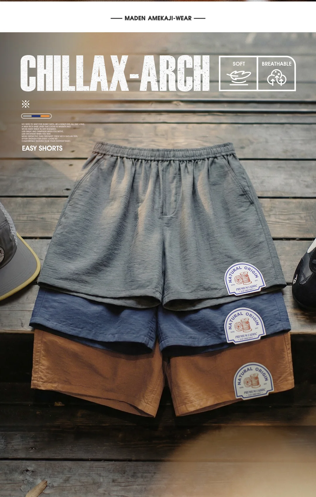 Maden Men's Lyocell Linen Look Shorts Straight Leg Elastic Waist Lightweight Breathable Old Money Casual Summer Male Pants