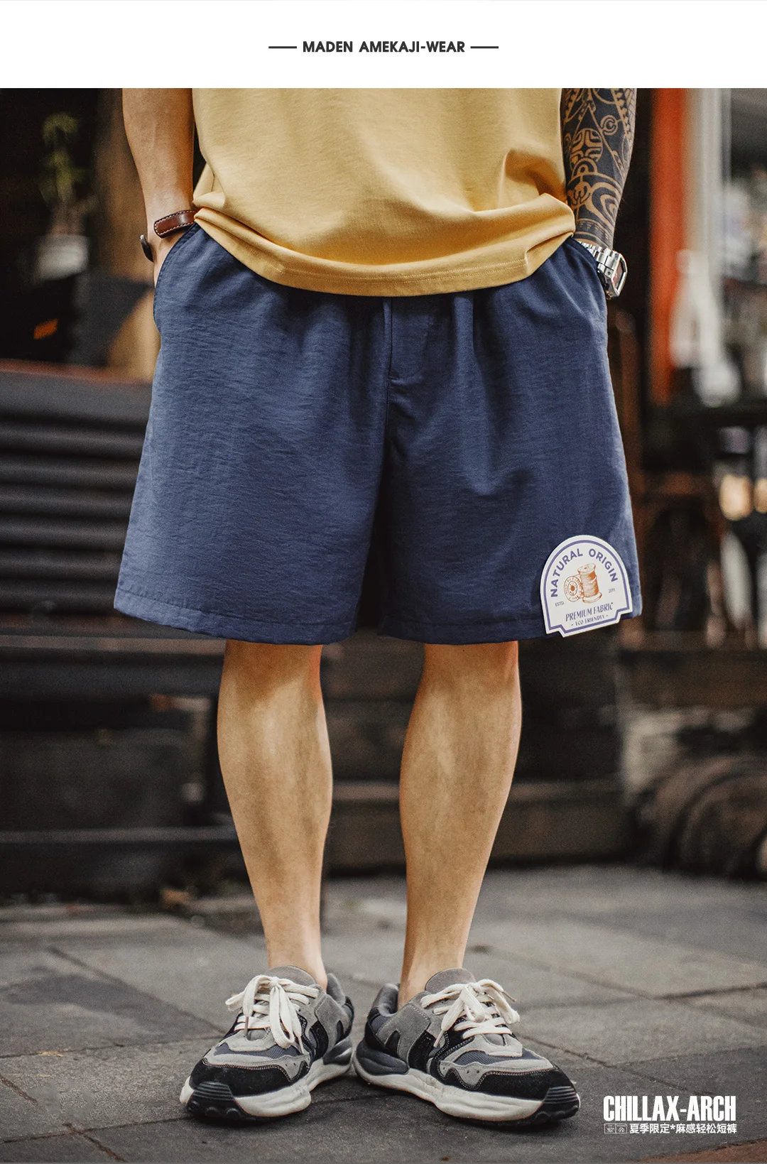 Maden Men's Lyocell Linen Look Shorts Straight Leg Elastic Waist Lightweight Breathable Old Money Casual Summer Male Pants