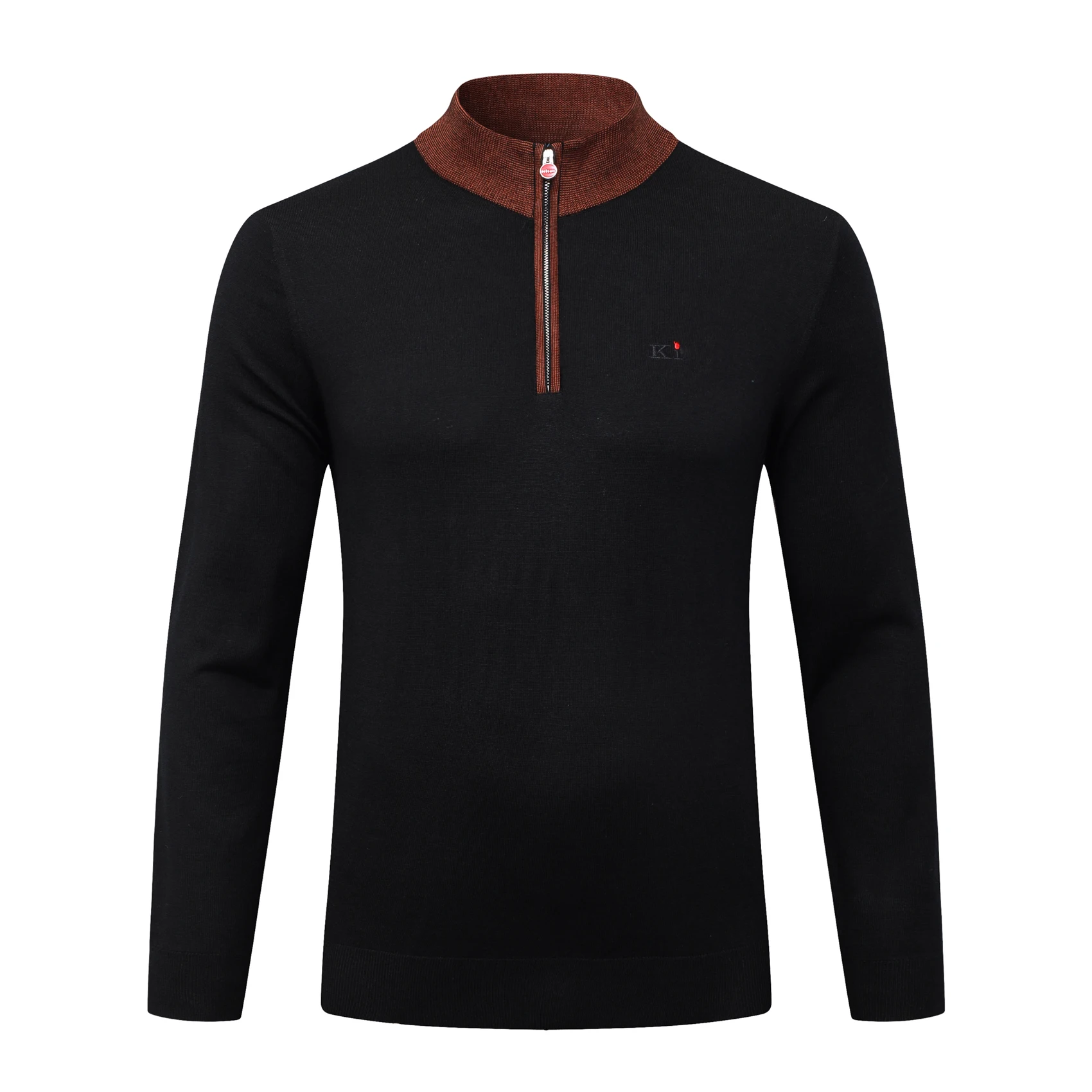 OECHSLI Sweater Wool men's 2025 Autumn Winter new warm zipper elasticity knitting Long sleeves stand collar big size M-5XL