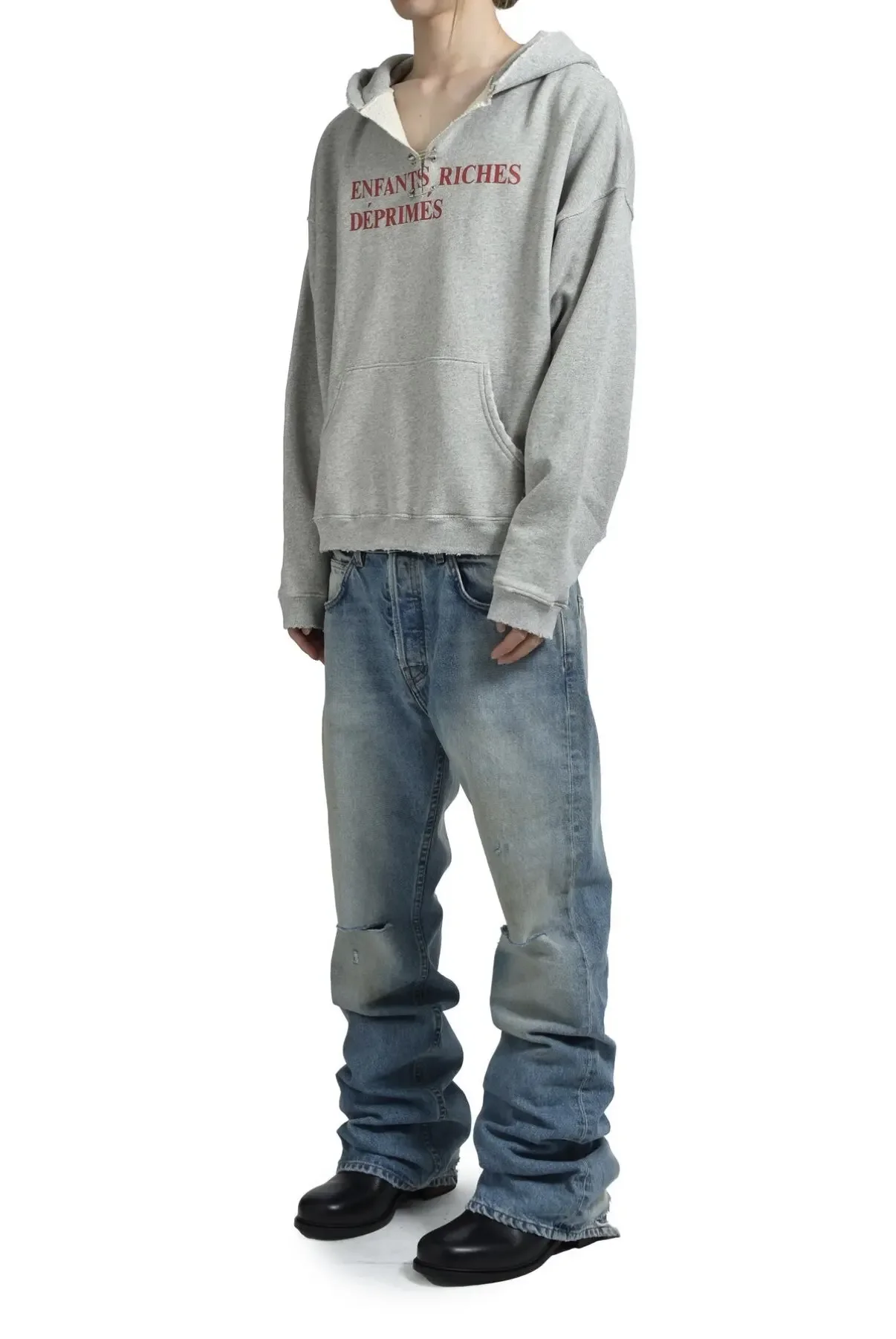 ER/D 25SS Washed old knife cut damaged mud dyed slightly loose jeans