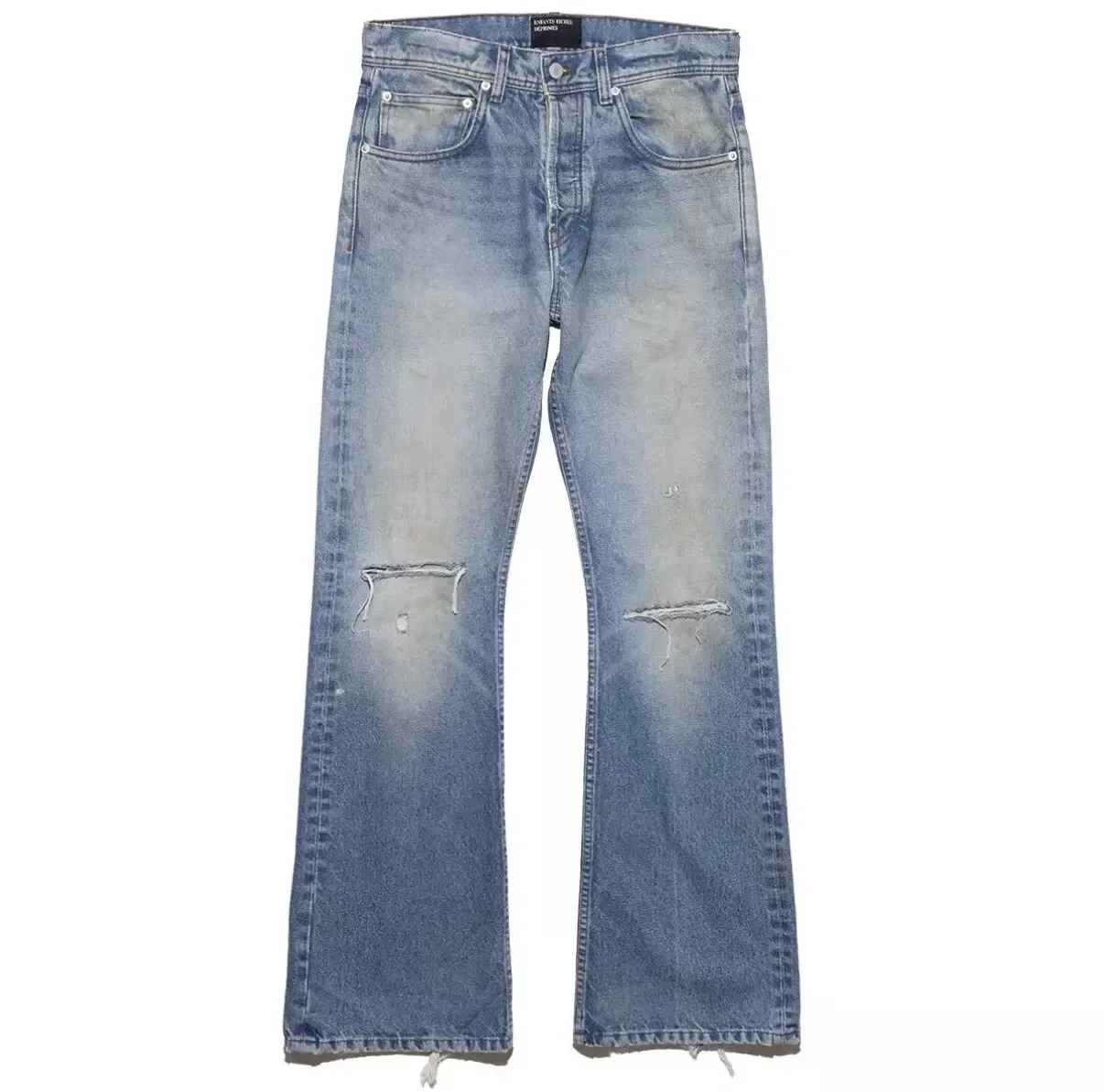 ER/D 25SS Washed old knife cut damaged mud dyed slightly loose jeans