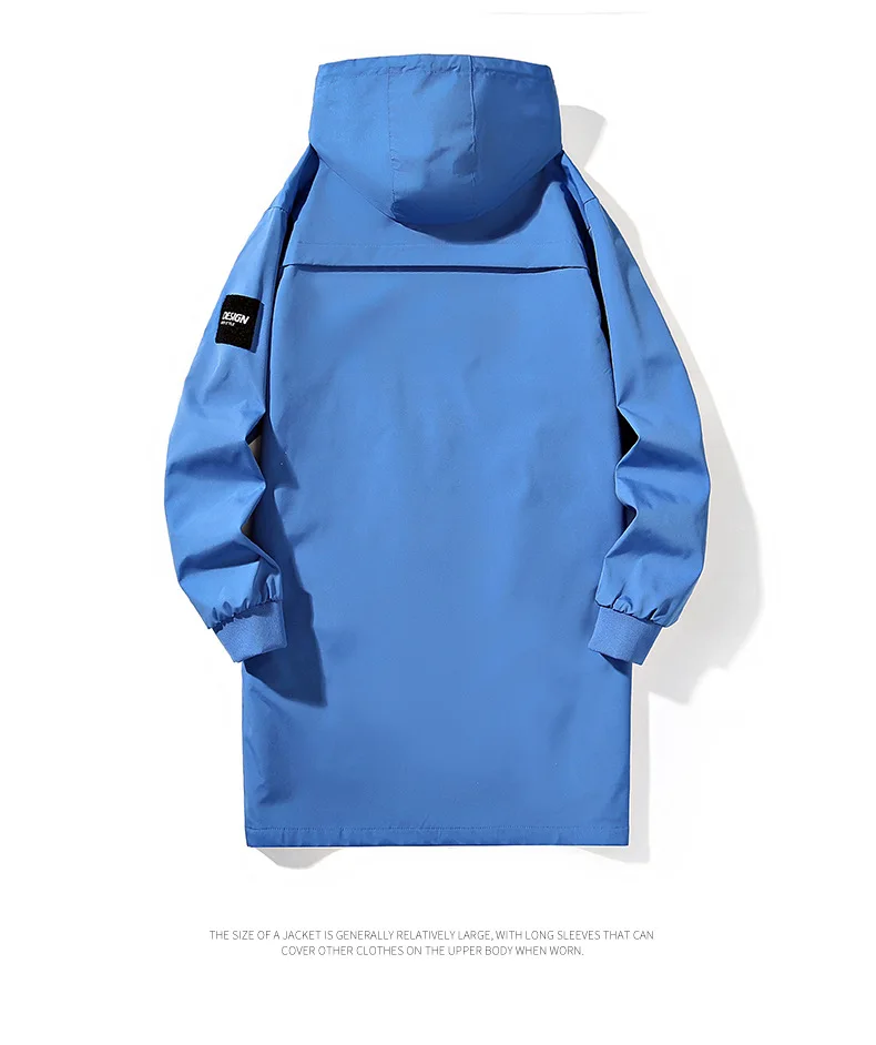 Big Size 9XL Men's Long Trench Coat Hood Fleece Thick Windbreaker Male Autumn Winter Lightweight Plus Large Oversize Hat Zipper