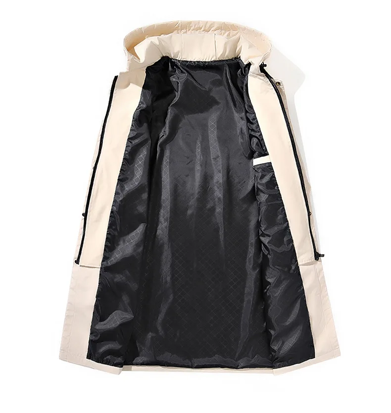 Big Size 9XL Men's Long Trench Coat Hood Fleece Thick Windbreaker Male Autumn Winter Lightweight Plus Large Oversize Hat Zipper
