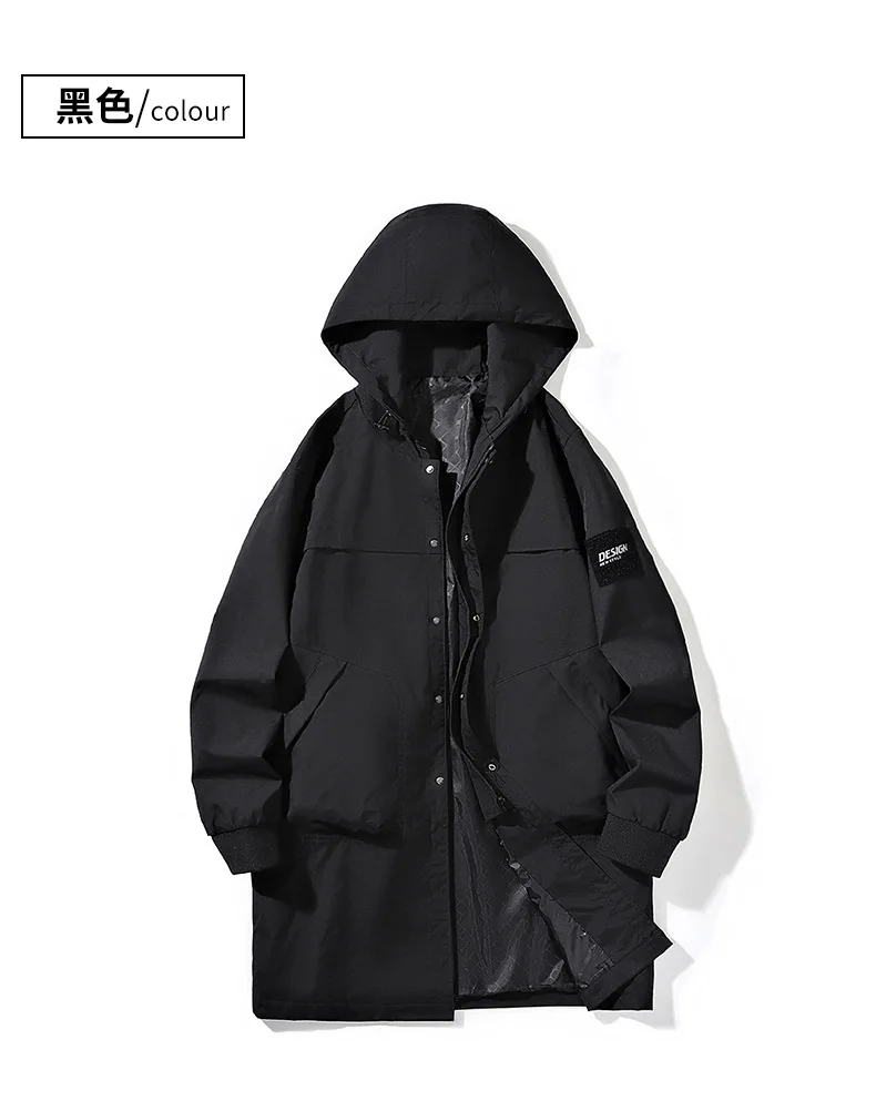 Big Size 9XL Men's Long Trench Coat Hood Fleece Thick Windbreaker Male Autumn Winter Lightweight Plus Large Oversize Hat Zipper