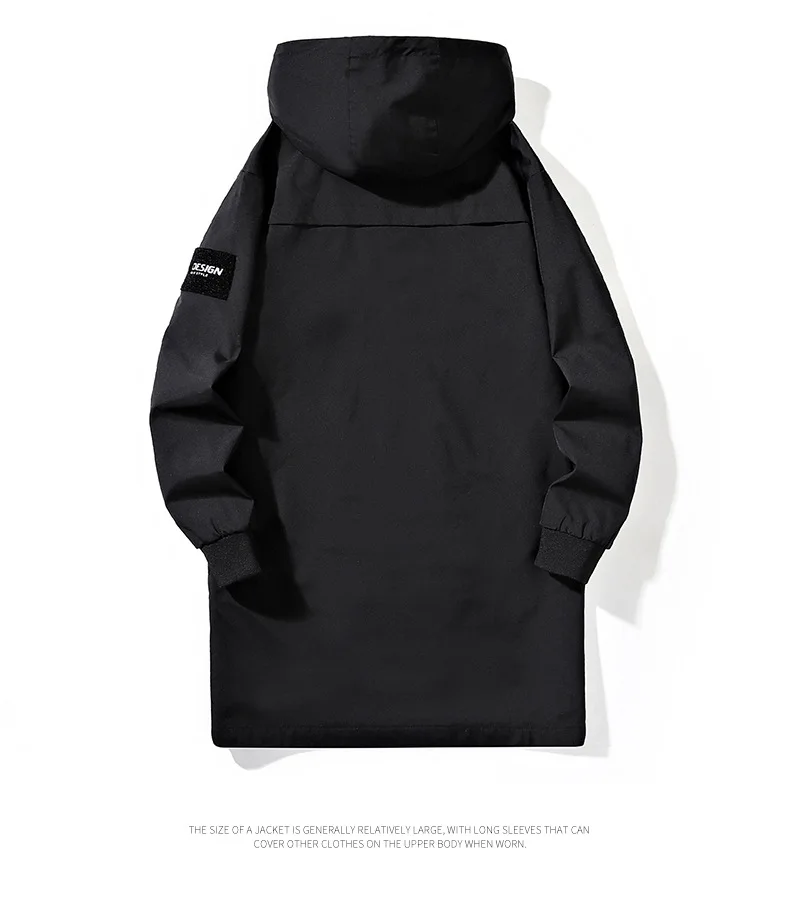 Big Size 9XL Men's Long Trench Coat Hood Fleece Thick Windbreaker Male Autumn Winter Lightweight Plus Large Oversize Hat Zipper