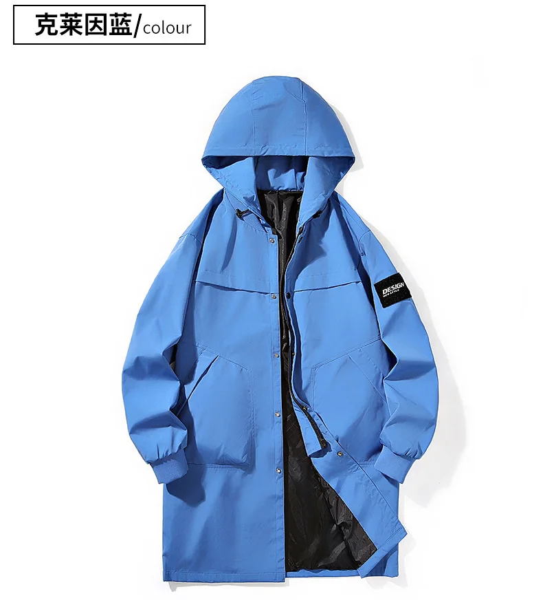Big Size 9XL Men's Long Trench Coat Hood Fleece Thick Windbreaker Male Autumn Winter Lightweight Plus Large Oversize Hat Zipper