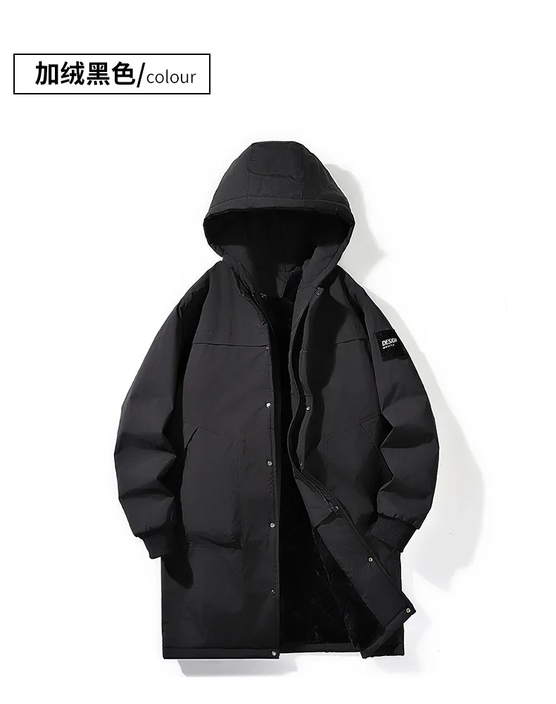 Big Size 9XL Men's Long Trench Coat Hood Fleece Thick Windbreaker Male Autumn Winter Lightweight Plus Large Oversize Hat Zipper