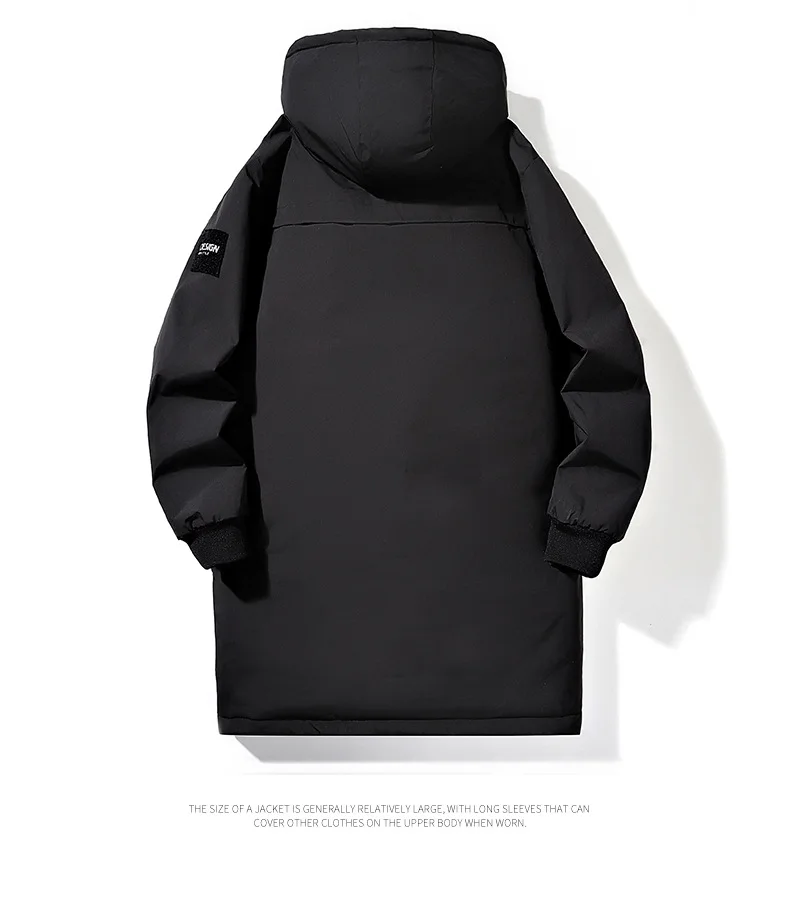 Big Size 9XL Men's Long Trench Coat Hood Fleece Thick Windbreaker Male Autumn Winter Lightweight Plus Large Oversize Hat Zipper
